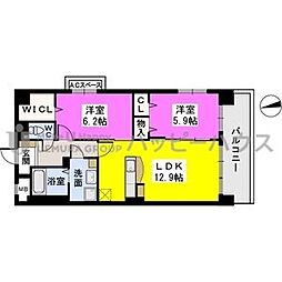 ラポール66 2LDKの間取図画像