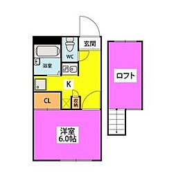 ブリリアント砂津 1Kの間取図画像