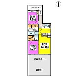 プレアM 2LDKの間取図画像