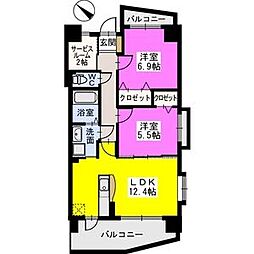 リヴェール和白丘 2LDKの間取図画像