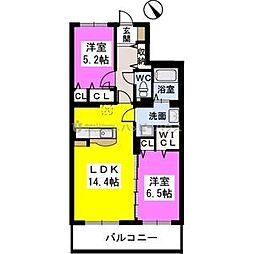 リッツハウス伯水 2LDKの間取図画像