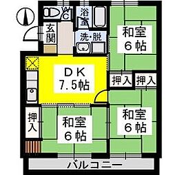 中村ビル 3DKの間取図画像