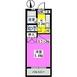 パロッセ綾 1Kの間取図画像