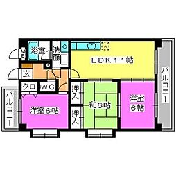 ハイアルブル迎田 3LDKの間取図画像