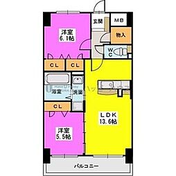 ラルクアンシエル 2LDKの間取図画像