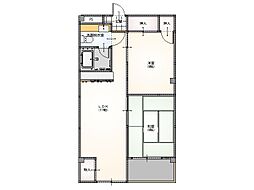 ファーレ岸の上 2LDKの間取図画像
