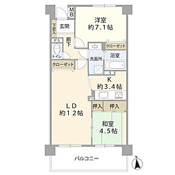 徳川園サンハイツ 2LDKの間取図画像