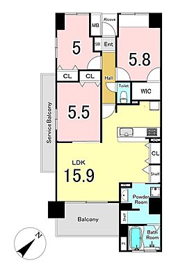 間取り ベルドゥムール海老名弐番館 11階/-