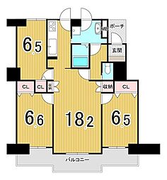 ラポール大通東 3LDKの間取図画像