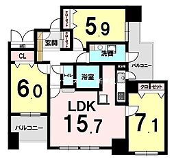 パシフィック発寒駅前壱番館 3LDKの間取図画像