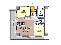 マイキャッスル・ラルジュ横浜西 2LDKの間取図画像