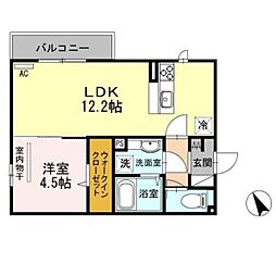 プリムヴェールEAST 1LDKの間取図画像