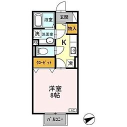 セジュールモナリエA 1Kの間取図画像