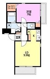 プレム南高田 1LDKの間取図画像