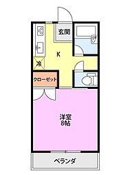 ハイツソアール 1Kの間取図画像