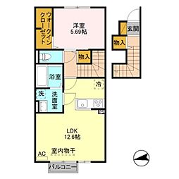 フィラージュB 1LDKの間取図画像