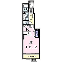 ブリーズアルカディア2 1Kの間取図画像