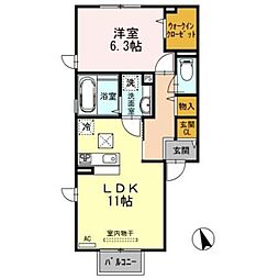 インサイドモート 1LDKの間取図画像