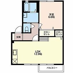 アペックスC 1LDKの間取図画像