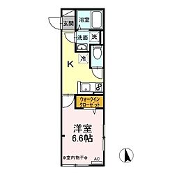リナーシェB 1Kの間取図画像