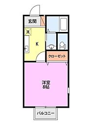 ヴィラ・メテオール 1Kの間取図画像