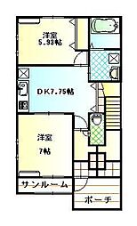 リヴェール 2DKの間取図画像