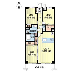 ライオンズマンション稲毛第3 3LDKの間取図画像
