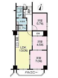 サンハイツ甲南 3LDKの間取図画像
