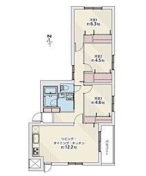 メゾンドルチェ平岸第3 3LDKの間取図画像