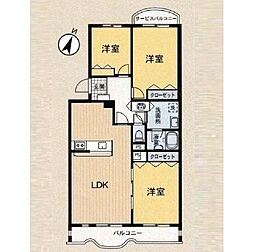 小田急町田マンション 3LDKの間取図画像