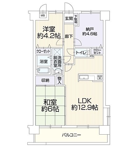 使い勝手の良い2SLDKの間取りです