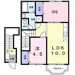 プレミール榎 2LDKの間取図画像