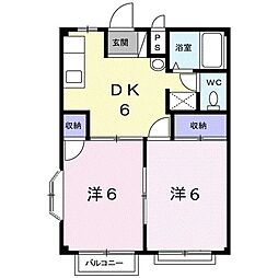 シティハイツ大神 2DKの間取図画像