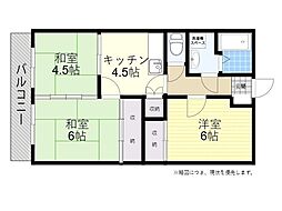 サン・クレスト沖代 3DKの間取図画像