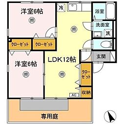 グレイス高田A 2LDKの間取図画像