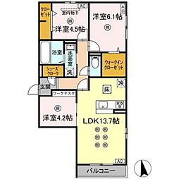 ティアラA 3LDKの間取図画像