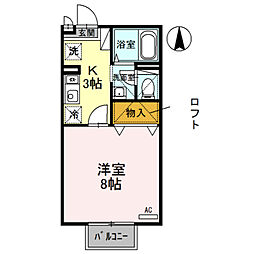 セジュールコスモ1 1Kの間取図画像