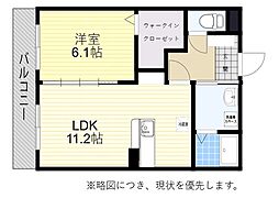 ロゼア鶴崎WEST 1LDKの間取図画像