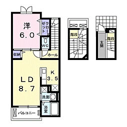 バーチェ志村 1LDKの間取図画像