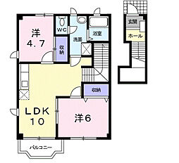 ポートハイツ2号館A 2LDKの間取図画像
