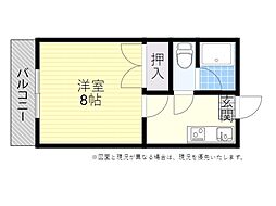 逢春コーポNo.2 1Kの間取図画像