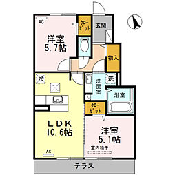 グランツユイ 2LDKの間取図画像