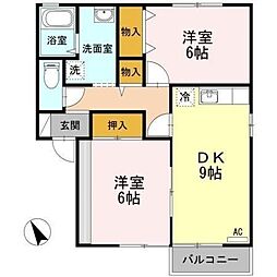 パークハイム 2DKの間取図画像