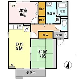 ロベリア弐番館 2DKの間取図画像