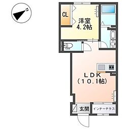 メゾン皆春 1LDKの間取図画像