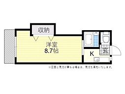 ウッドハイム2 1Kの間取図画像