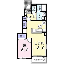ルミナス坂ノ市1 1LDKの間取図画像