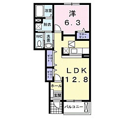 エストレーブ里 1LDKの間取図画像