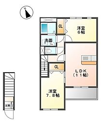 エクセルハイツ 2LDKの間取図画像