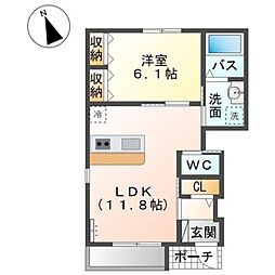 グロリアスHIRO 1LDKの間取図画像